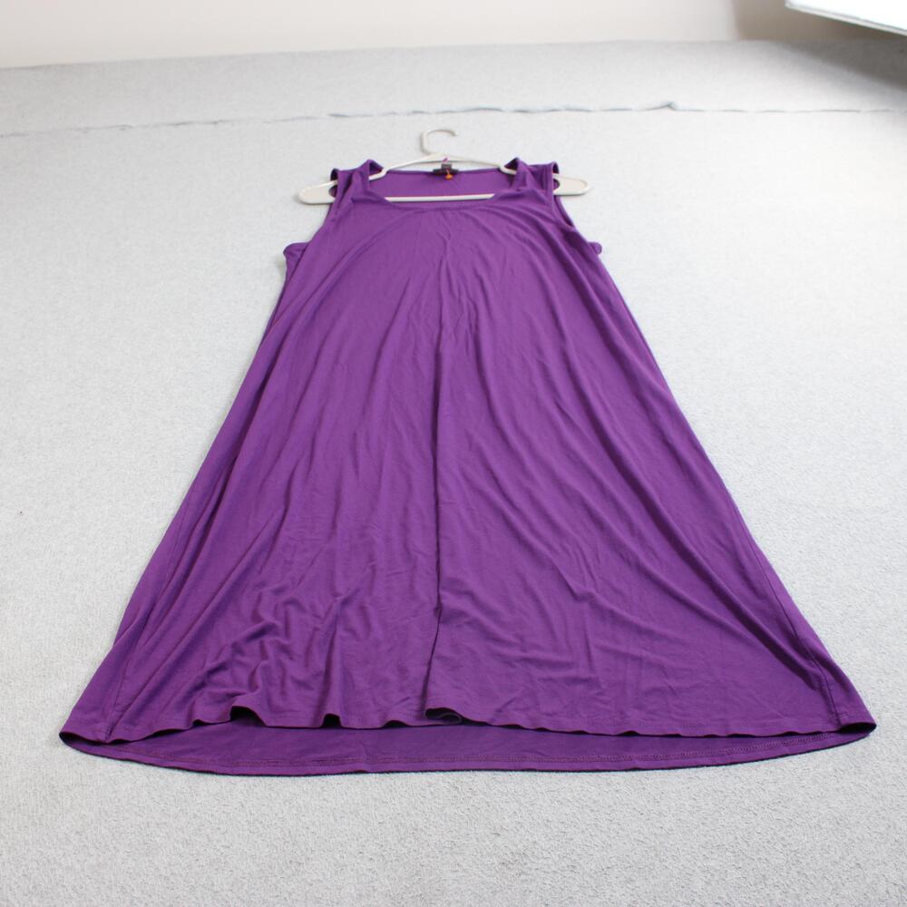 J Jill Dress Women Large Purple Tank Trapeze Swing Jersey Stretch Midi Comfortab